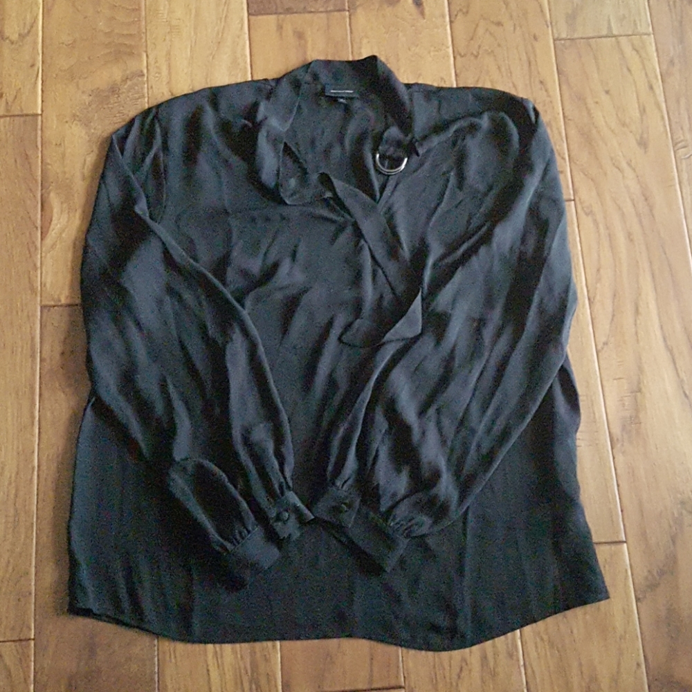 Who What Wear Shear Black Blouse with Choker Neck